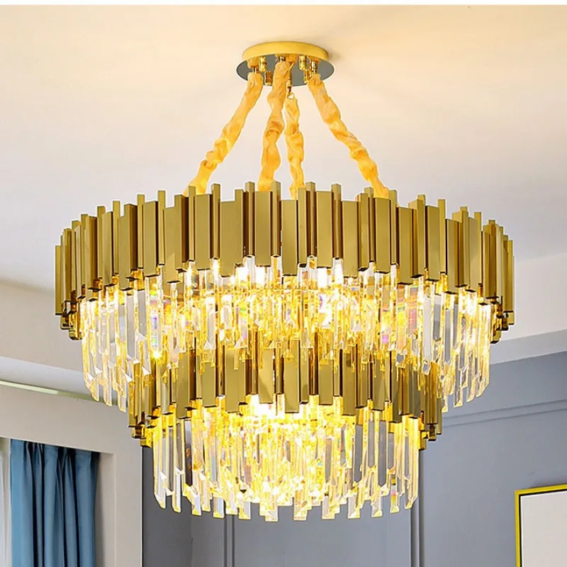 Luxury Modern Pendant Light Indoor Lighting Crystal Chandelier Hotel Living Room Ceiling Chandelier Led Glossy Lighting Fixtures