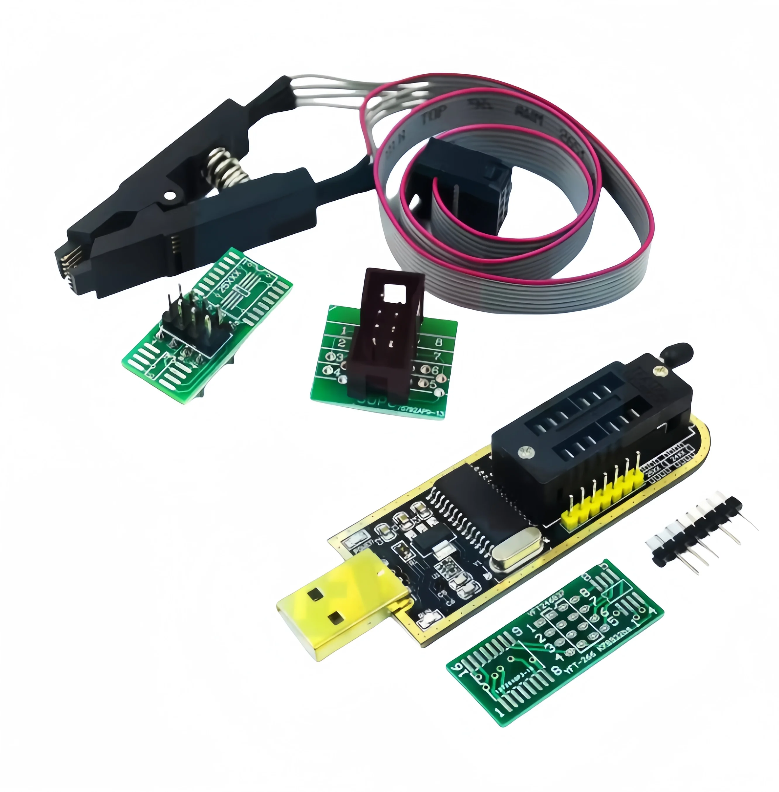 CH341A CH341B 24 25 Series EEPROM Flash BIOS USB Programmer Module + SOIC8 SOP8 Test Clip For EEPROM 93CXX / 25CXX / 24CXX New