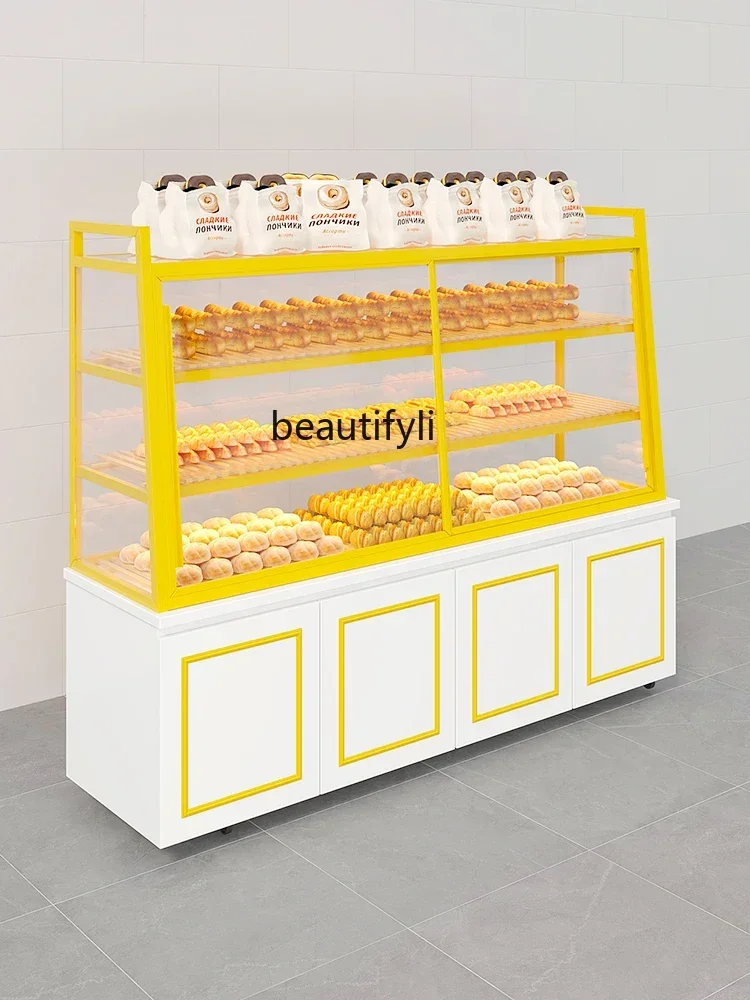 Bread Display Cabinets Cake Shop Baking Side Island Cabinet Baked Commercial Glass Food Showcase Zhongdao Container