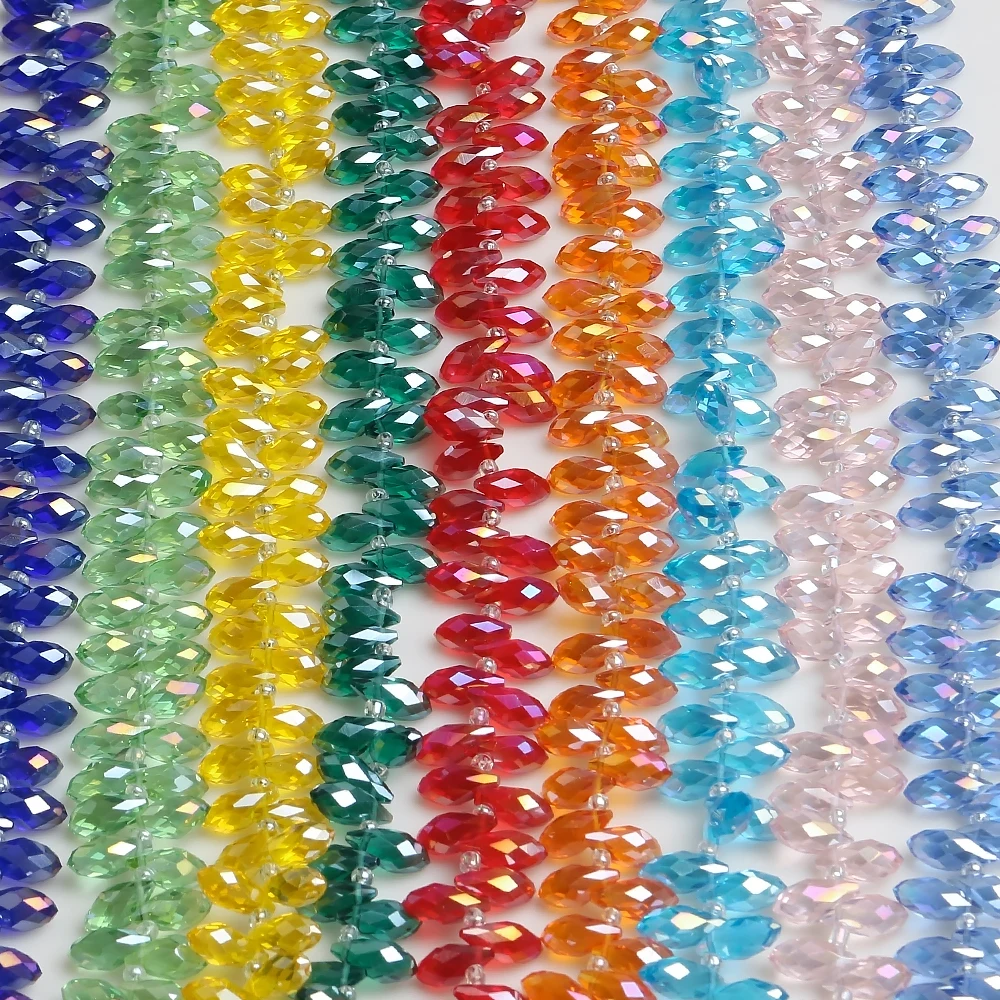 6X12MM AB Mixed Faceted Glass Drop Beads Crystal Teardrop Pendants for Jewelry Making Women's Earring Charms And Needlework Acce
