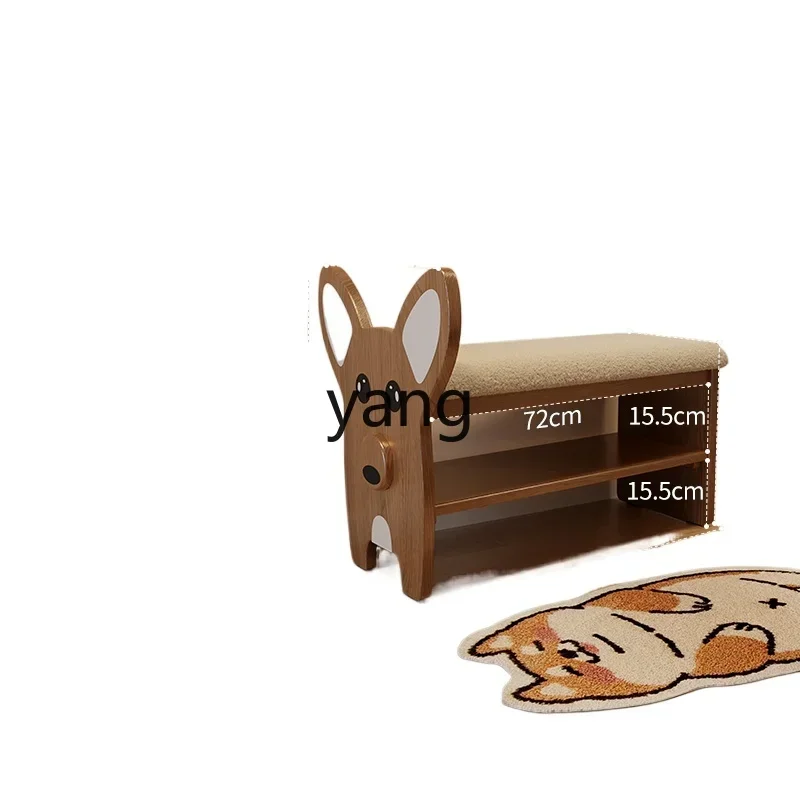 LTT Massivholz Kreativer Schuhwechselhocker für den Eingangsbereich, integrierter Schuhschrank mit Sitzbank