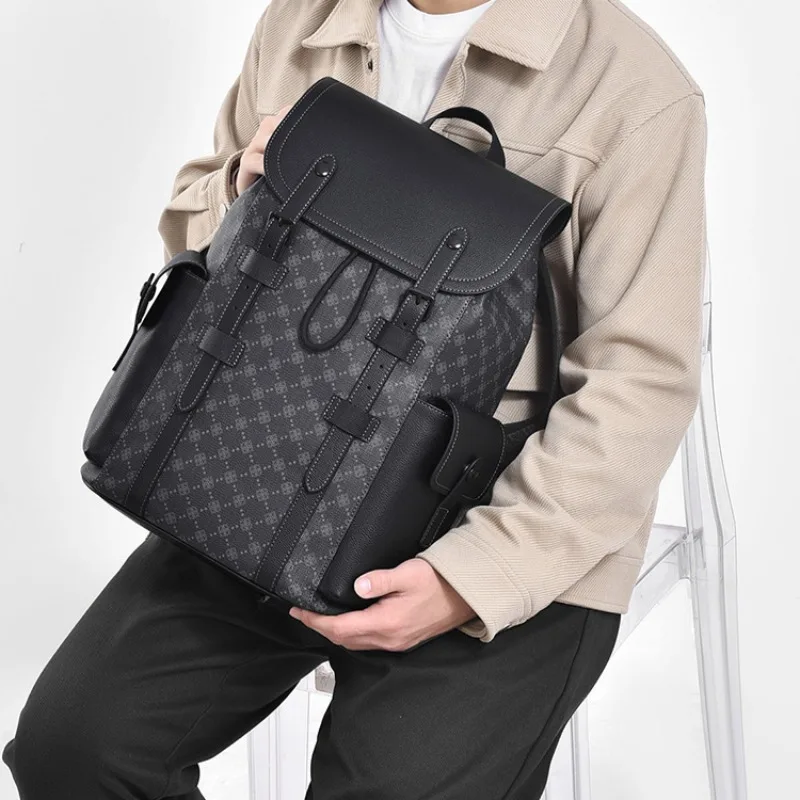 2024 New Shoulder Bag Men\'s Casual Texture Business Computer Bag Senior Sense of The Old Flower Business Trip Travel Backpack