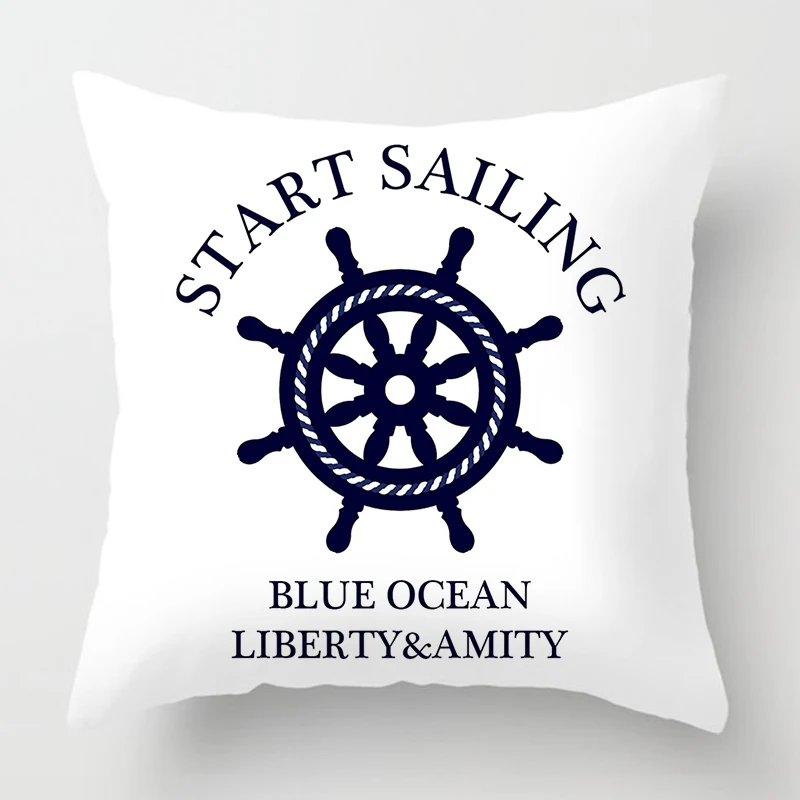 Nordic Dark Blue Nautical Collection  Pillowcase Home Decor Sofa Decoration Cushion Cover