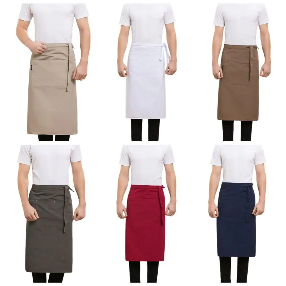Demi-tablier antisalissure professionnel, uniforme de Chef de couleur unie réglable, conception à lacets, tablier de taille de serveur unisexe pour hôtel