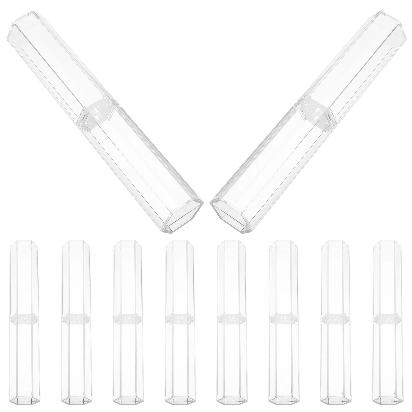 

10Pcs Transparent Pen Case Plastic Pencil Boxes Small Clear Pen Holders Display Storage Boxes for Ballpoint Pens Stationery