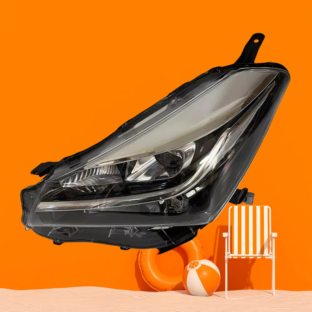 مناسبة لتويوتا فيتز KSP130 2014 موديل المصباح الأمامي المعدل زوج LED الأسود #3