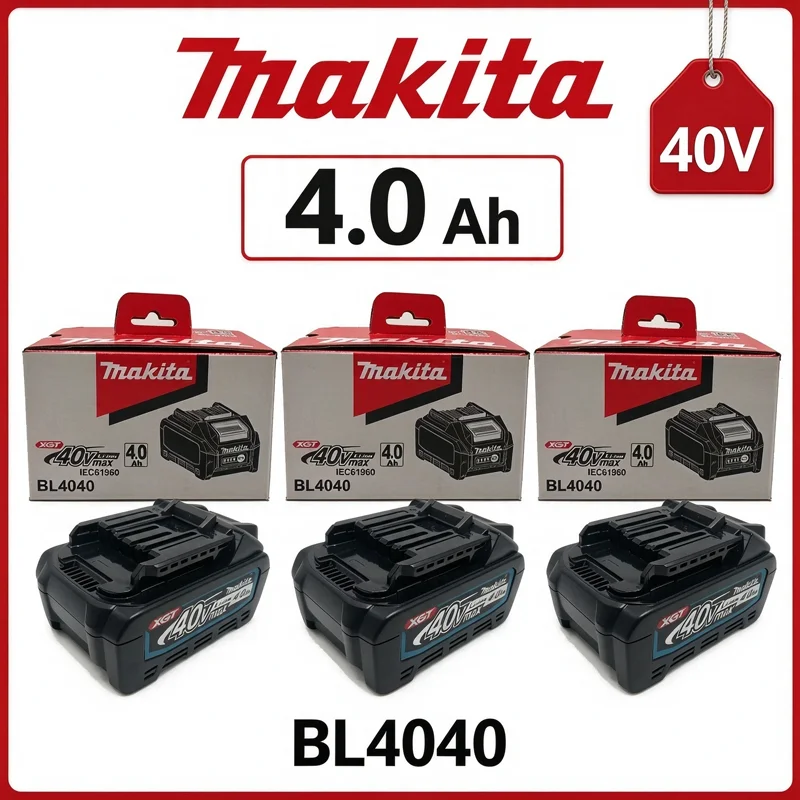 40V Max XGT 100% Makita BL4040F 4.0Ah Li‑ion High‑Output Battery Rechargeable Battery For Makita 40‑Volt Cordless Power Tools