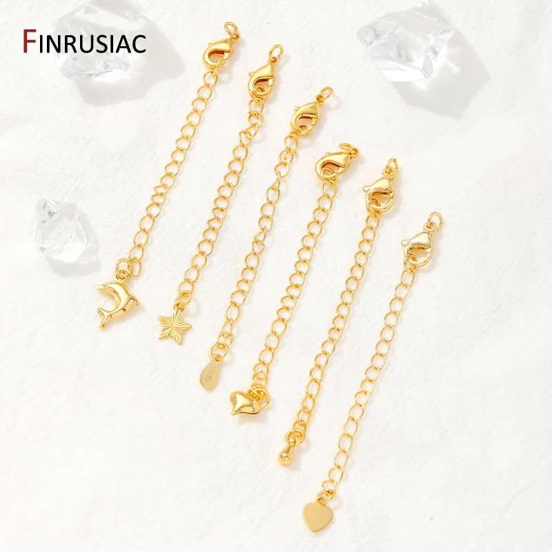 18K Gold Plated Brass Extension Chains with Lobster Clasps Connector Link Necklace Tail Making DIY Bracelet Accessories Supplies - Detail 1