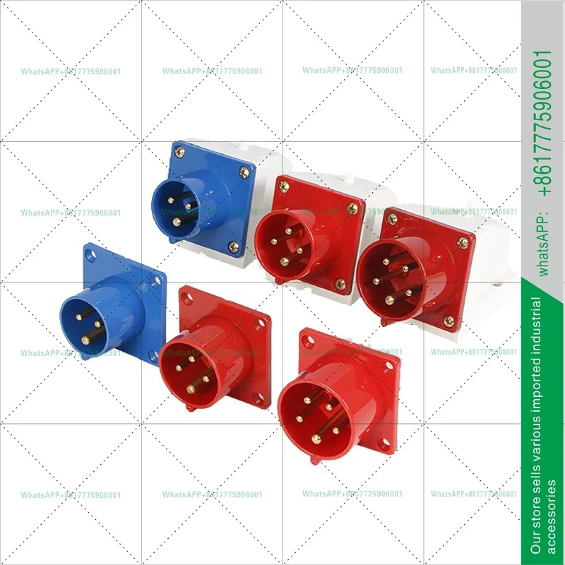Anti-needle industrial 16A3P4P5 core appliance socket concealed straight plug protection grade IP44
