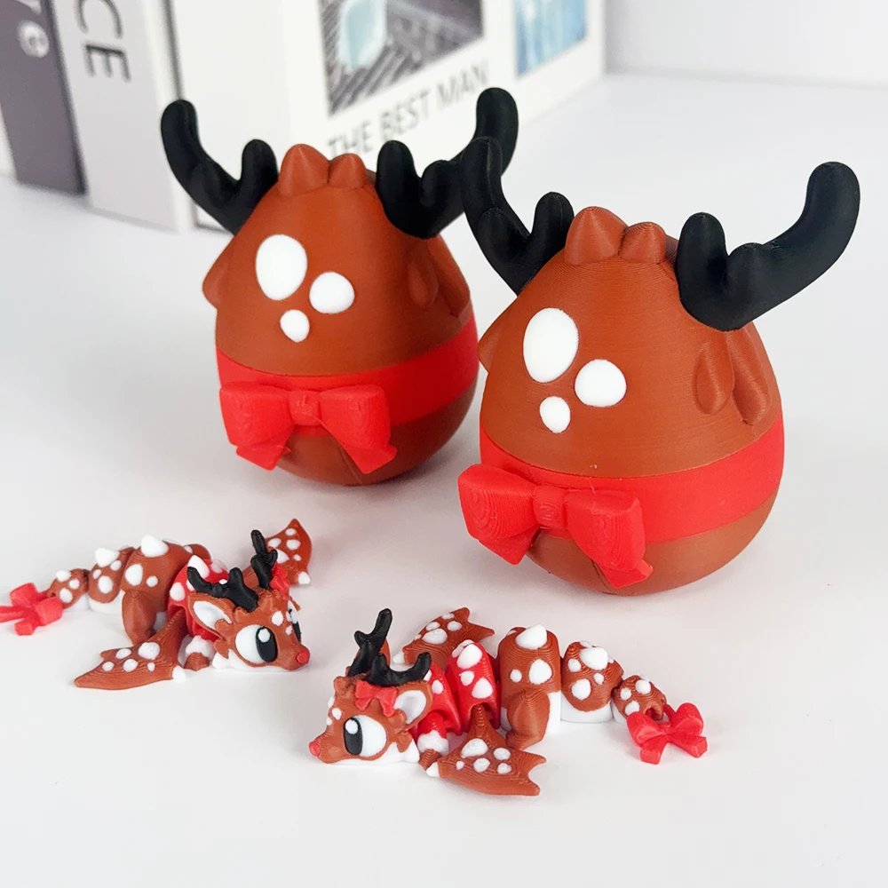 

3d Printing Cute And Silly Christmas Dragon+dragon Egg Model Plastic Ornament Desktop Decoration Sculpture Ornament Holiday Gift