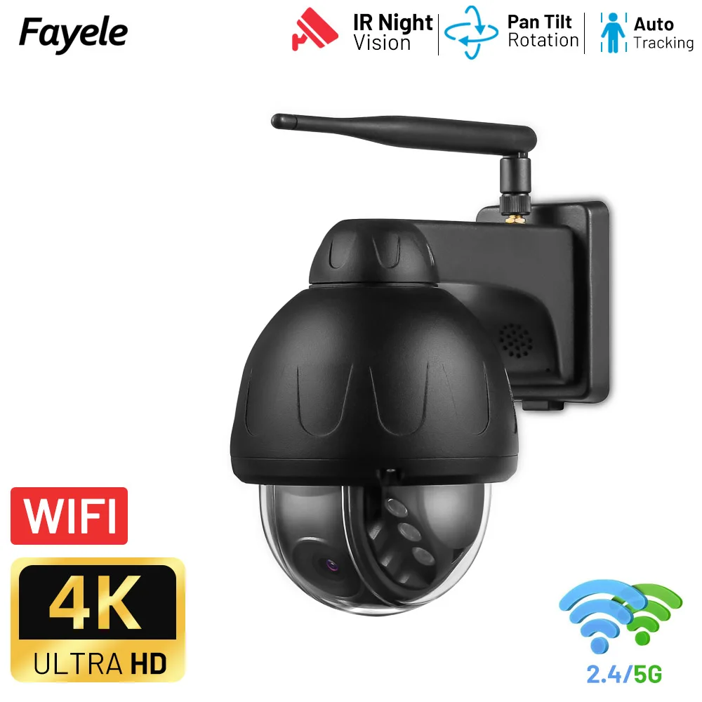 Wireless IP 5MP Dome PTZ Camera Auto Tracking 256G SD 2.8mm lens 2way Audio 2.4G 5G WiFi Outdoor 4K 8MP IR Home Security Camera