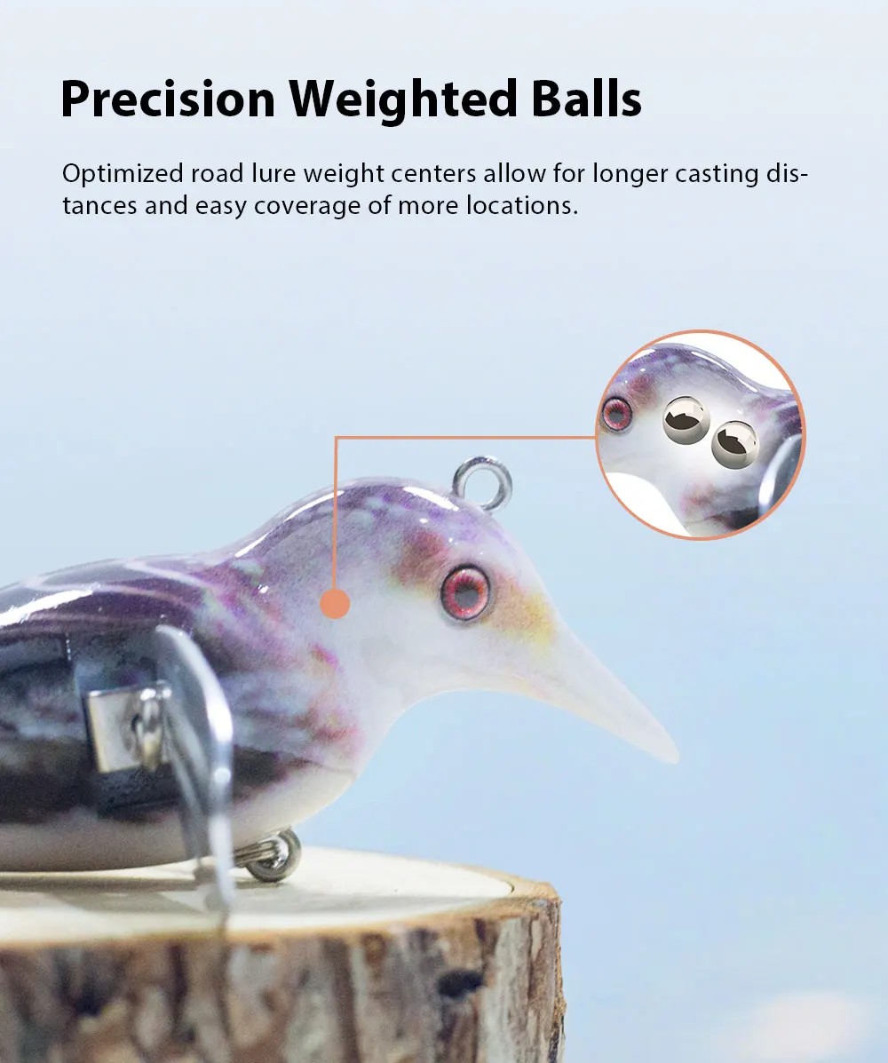 Hanlin 80mm/12g Vogel-Topwater-Popper-Köder, schwimmender Angelköder, Hartplastik-Metallflügel-Wobbler, Swimbait, Pesca, Hecht- und Barsch-Angelausrüstung – Detail 7