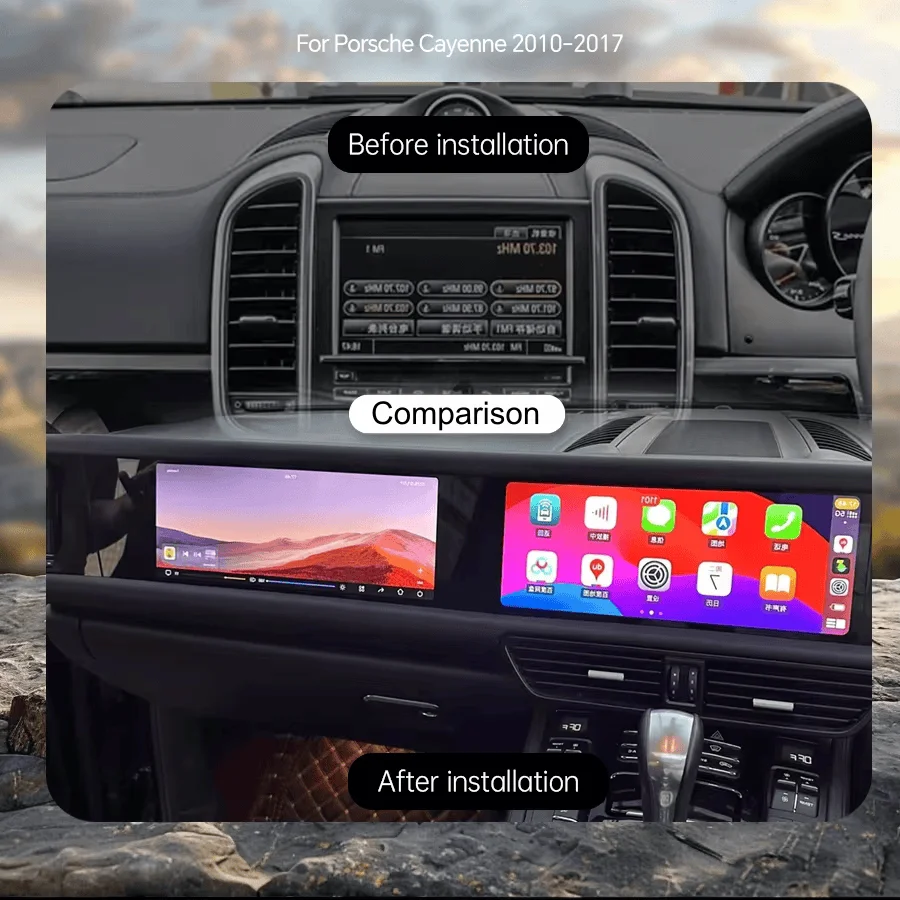 RHD 12.3+12.3inch Dual Screen Android Auto Carplay Interaction Display Co-pilot For Porsche Cayenne 2010-2017 Car GPS Navigation