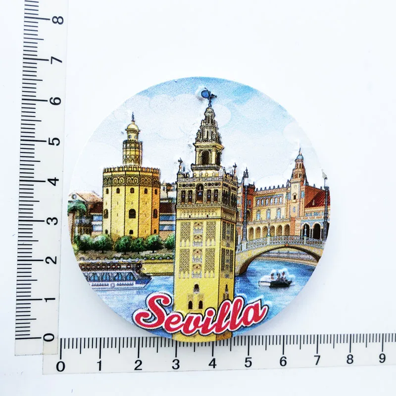 Seville Street View Fridge Magnet Cultural Landscape Message Sticker Tourist Souvenir Resin Craft Decoration