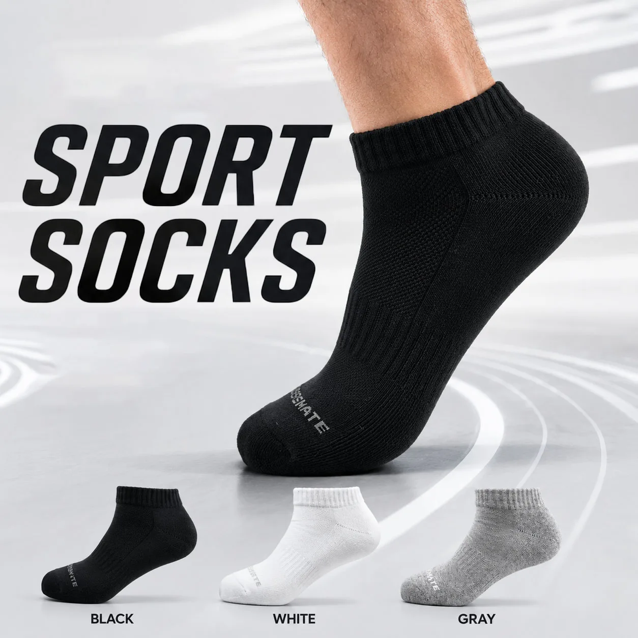 1/3pairs Men Ankle Sports Socks Cotton Breathable Mesh Athletic Socks Moisture Wicking Elastic Cuff Short Socks for Running Gym