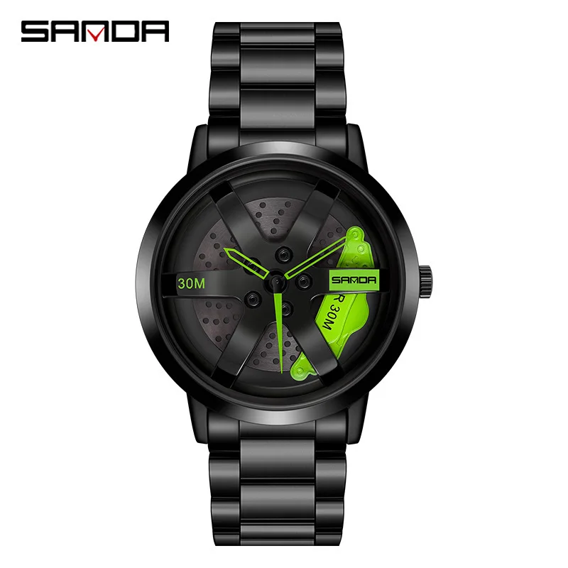 OUTLETSSanda-reloj de cuarzo para hombre, cronógrafo informal con diseño de rueda de placa hueca, envío gratis rotation1075, correa de acero, nuevo