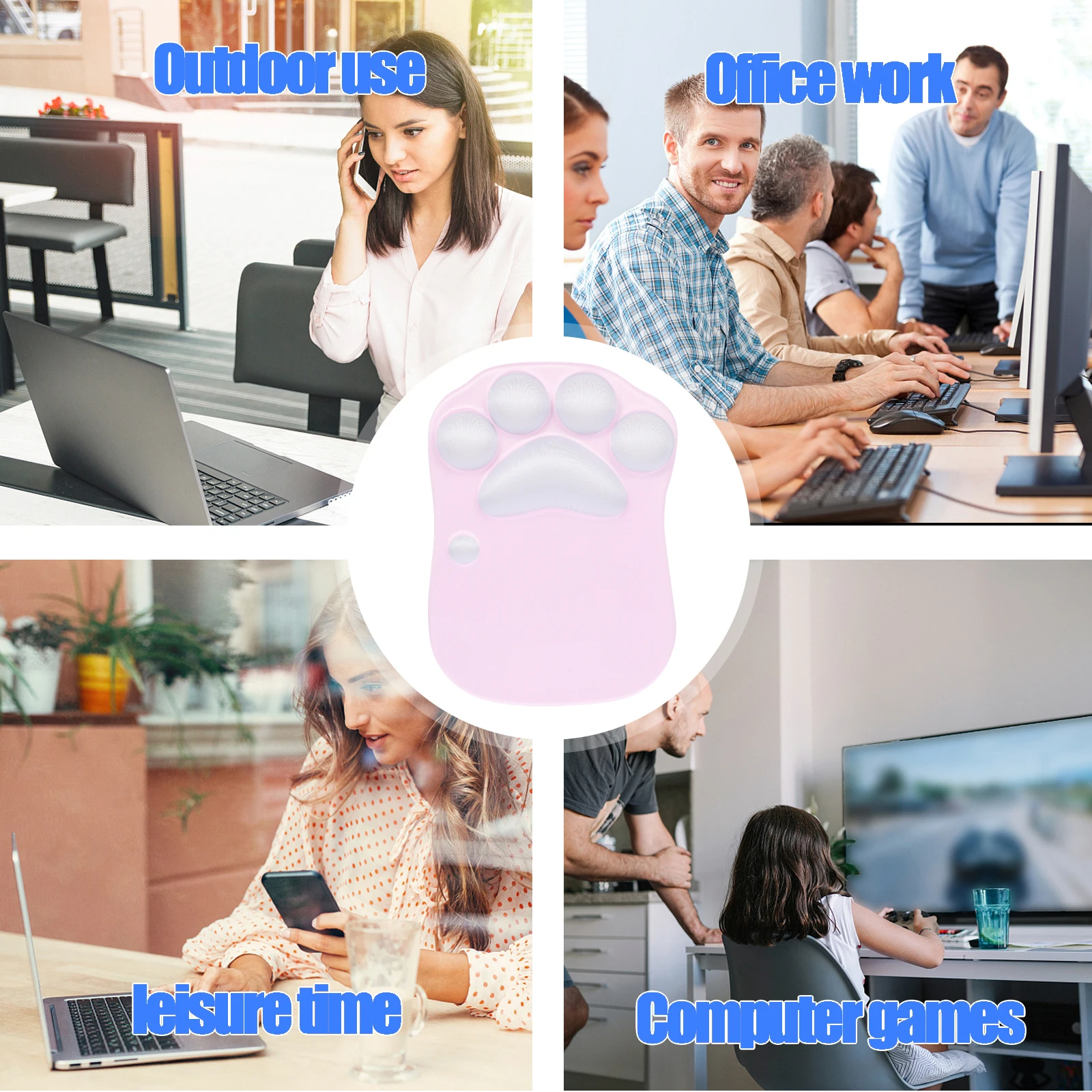 

Ergonomic Cat Paw Shaped Mouse Pad Wrist Rest Support Comfortable Hand Feeling Anti Slip Design Computer Accessory