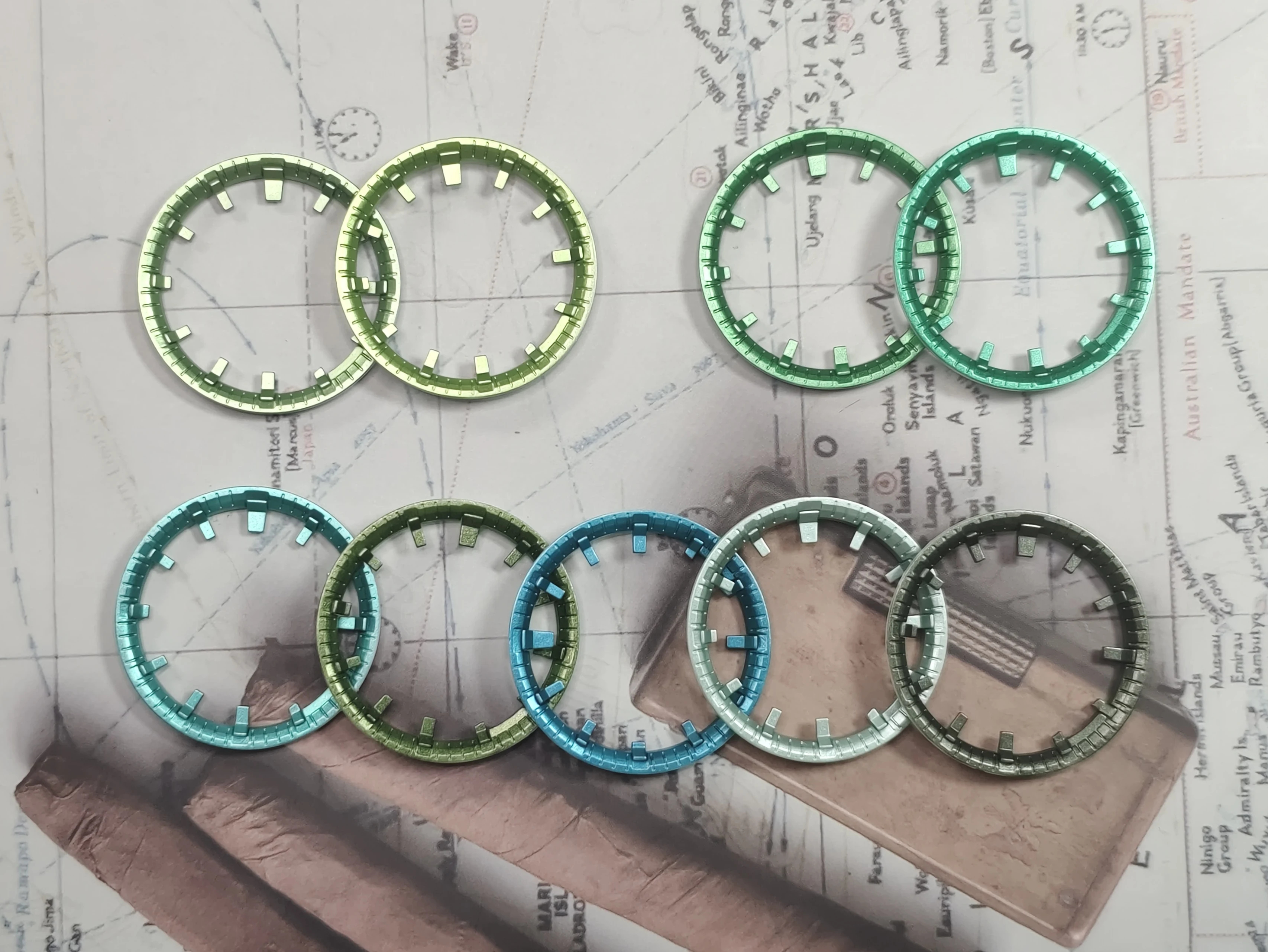 

pure green metallic marker index inner rings set 2 in 1 GA2100 GA2110 Watch Parts Mod kits CASIOAK INS Kinji Style