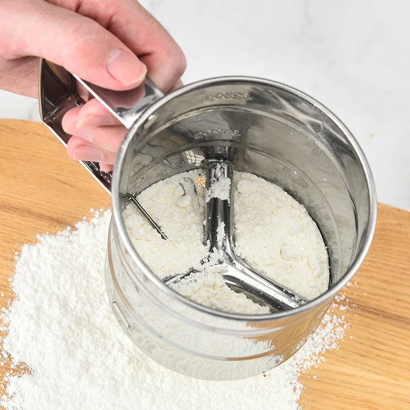 

Handheld Flour Sieve Semi Automatic Sugar Powder Sieve Stainless Steel Sieve Cup Bakeware Powder Flour Mesh Pastry Baking Tools