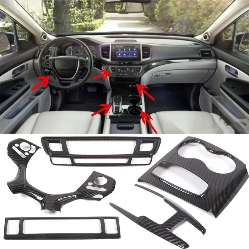 

Suetlcoity For Honda Pilot 2016-2022 ABS Carbon Fiber Car Central Control Set Cover Trim Kit Sticker Interior Car Accessories