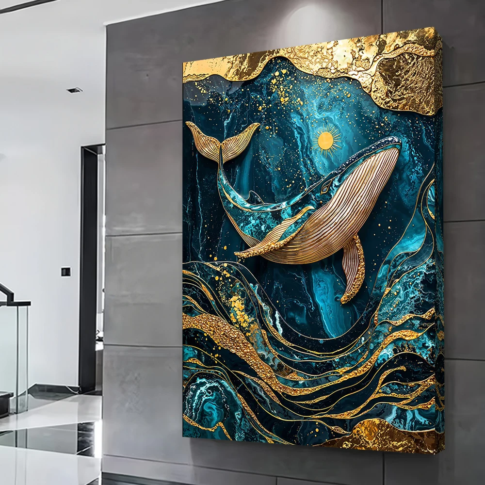 البحر السماوي Kintsugi الفن الطباعة المشارك صور الرسم على لوحات القماش الجدارية للإكسسوارات الداخلية غرفة المعيشة الديكور #2