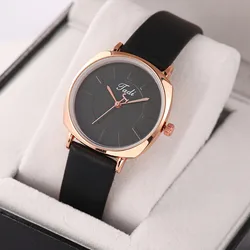 Ladies Fashion Leather Strap Analog Quartz Watch Round Watch Memoria High End Luxury Women'S Leather Quartz Wristwatchl Gift