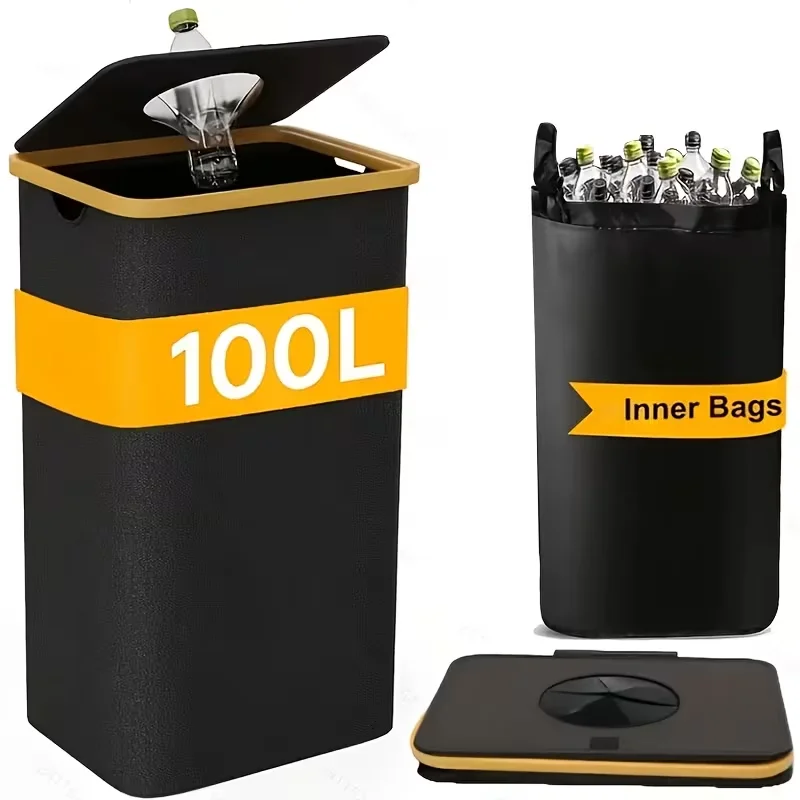 An inner packaging container for household collection with a detachable carrying bag, with a capacity of 100 liters.