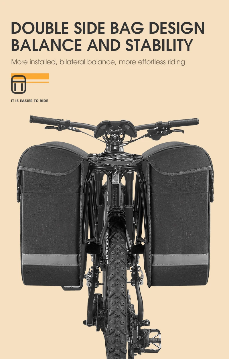 WEST BIKING 33L Große Fahrradtasche Doppelseitige Gepäckträgertasche MTB Rennrad Reisetasche Fahrradgepäckträger-Packtasche – Detail 9