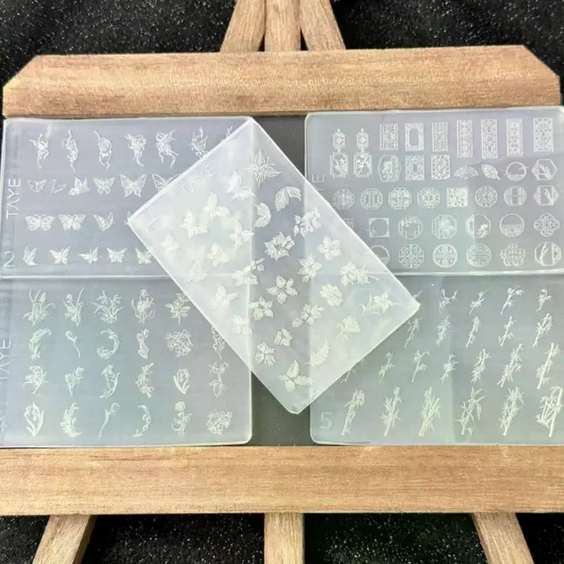 DIY Floral Design Butterfly Flower 3D Nail Mold, Clear Silicone Vintage Frame, Manicure Art Relief Tool