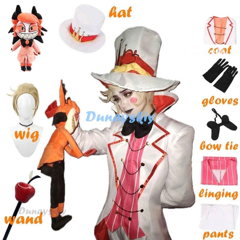 Anime Lucifer Cosplay Morning Star Costume Wigs Men Uniform Suit Jacket Vest Pants Hat Props Halloween Birthday Party Outfit