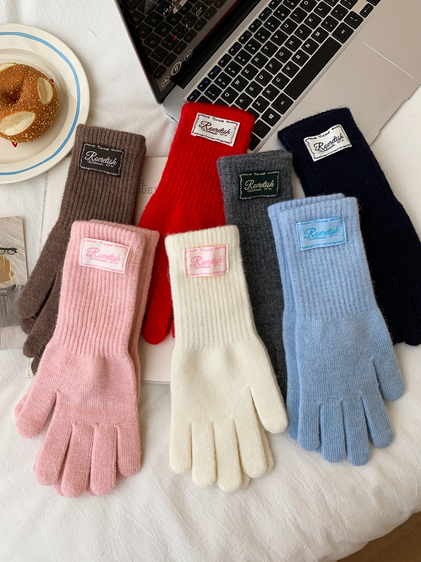 Korean Style Long Thickened Knitted Gloves for Women Winter Cycling Touchscreen Compatible Fingerless Gloves Warm Cold Proof