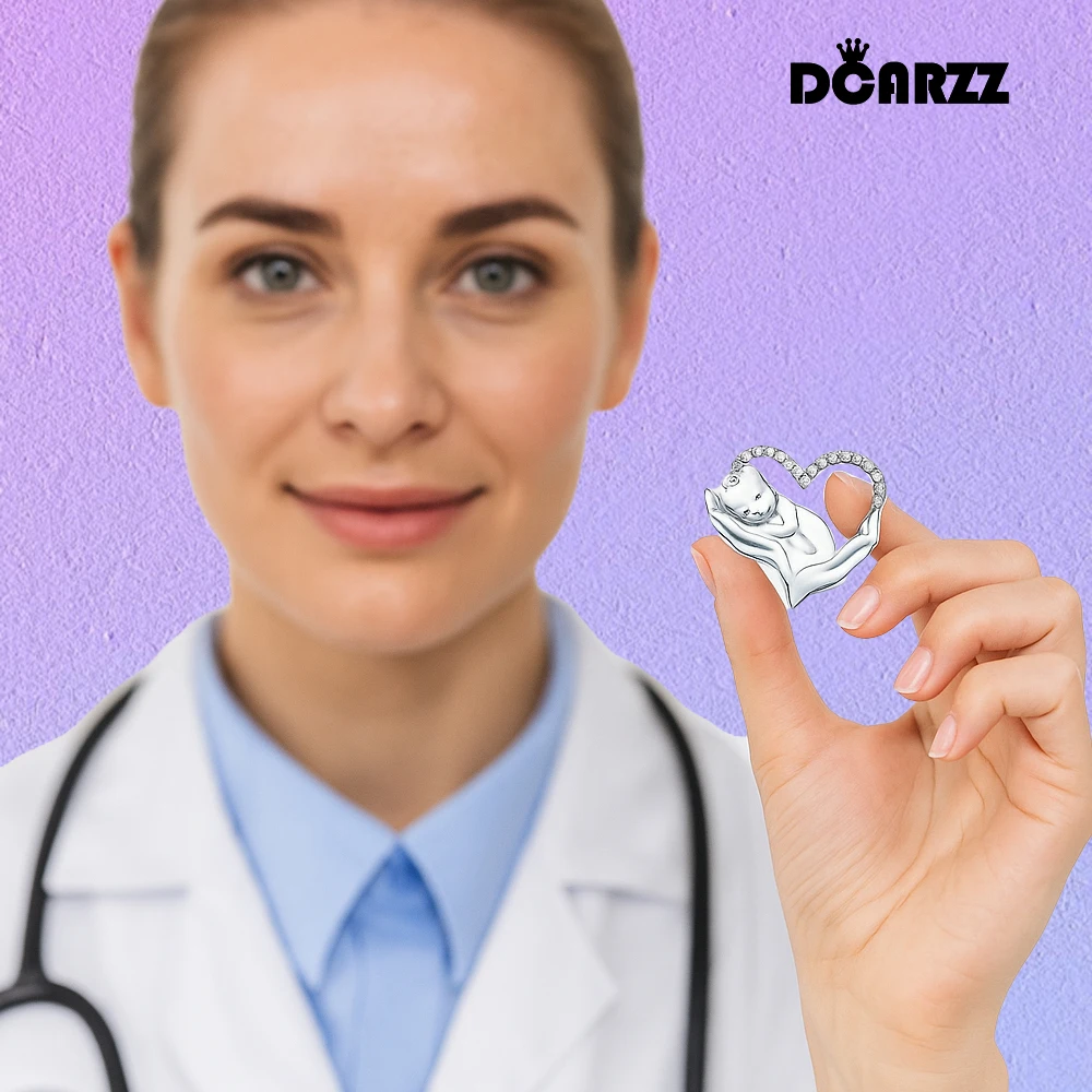 DCARZZ Medical Obstetrics Newborn Brooch with Crystal Baby Pin Obstetrician and Mother Lapel Badge Jewelry