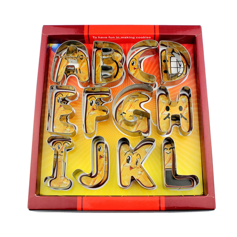 

Stainless Steel DIY Biscuit Baking Tool English Letters Alphabet Cookie Cutters Set Gift Package Fondant Cake Mold 26pc/set