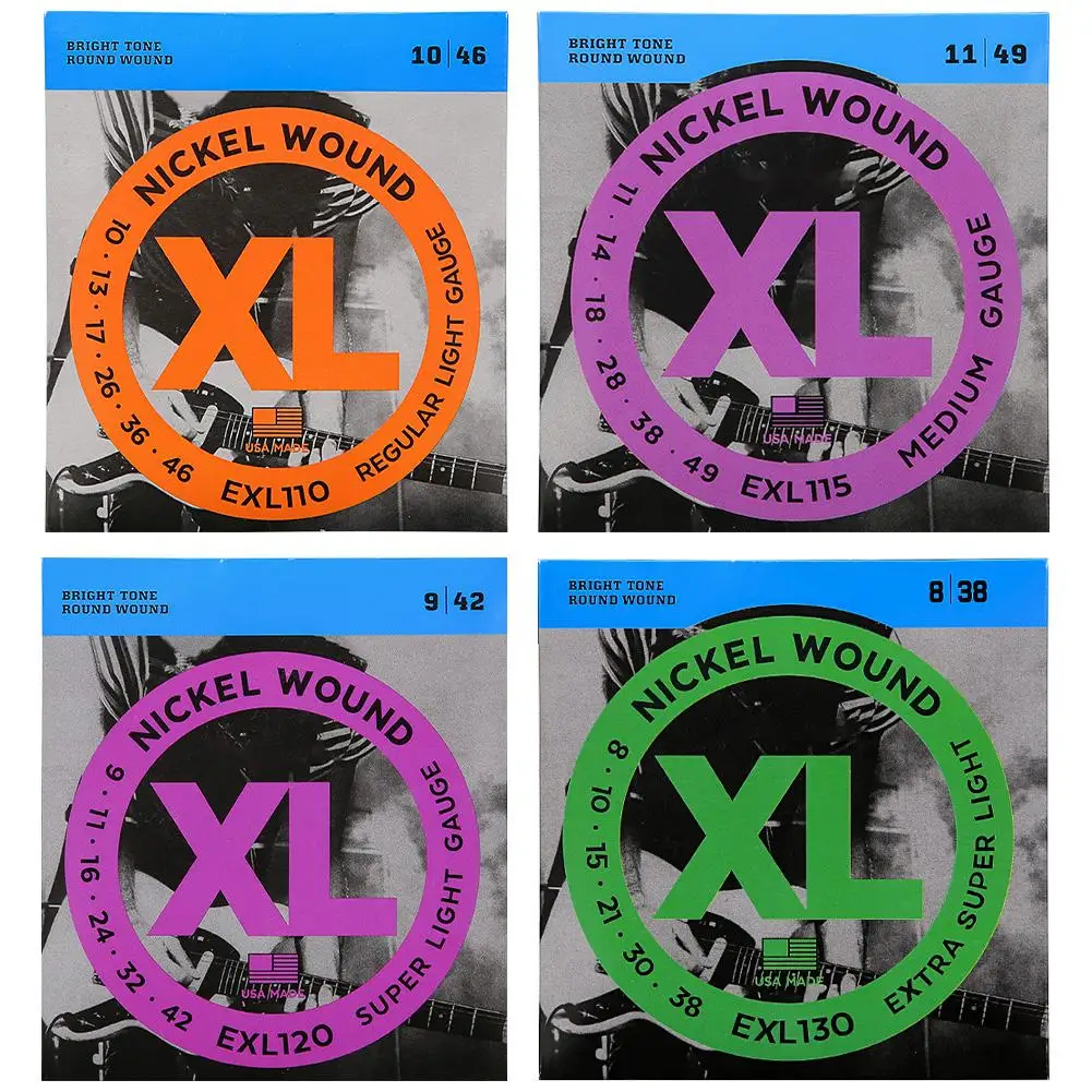 EXL110 EXL115 EXL120 EXL130 XL Nickel Round Wound Electric Guitar Strings Consistent Feel Perfect Intonation Music Accessories