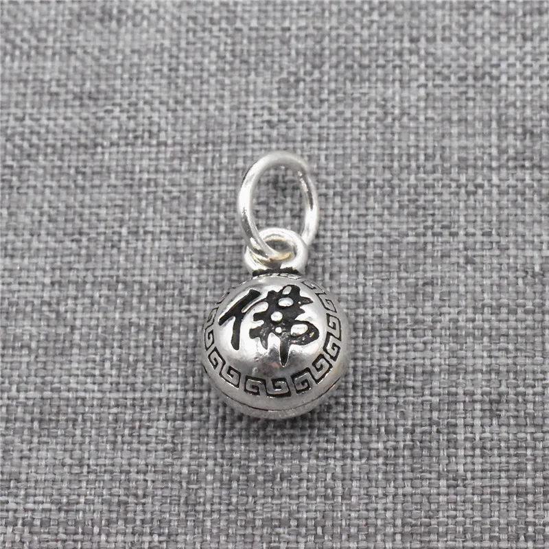 1 Piece Chinese Buddha Jingle Bell Charm in 925 Sterling Silver for Buddhist Bracelet and Necklace Making