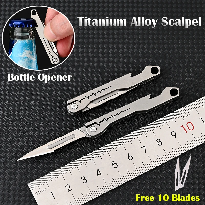 Imagem -05 - Titanium Alloy Mini Bisturi Utility Knife Quick Open Keychain Bolso Faca Dobrável Lâmina Substituível Self Defense Tool No.11