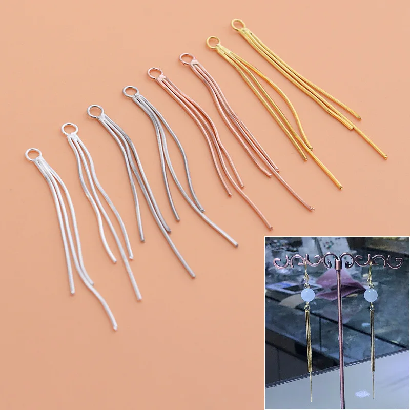 Wholesale 5pairs/pack Real Solid Sterling 925 Silver Ear Lines 2x43mm Pure 925 Silver Earring Hooks Line for jewelry Making