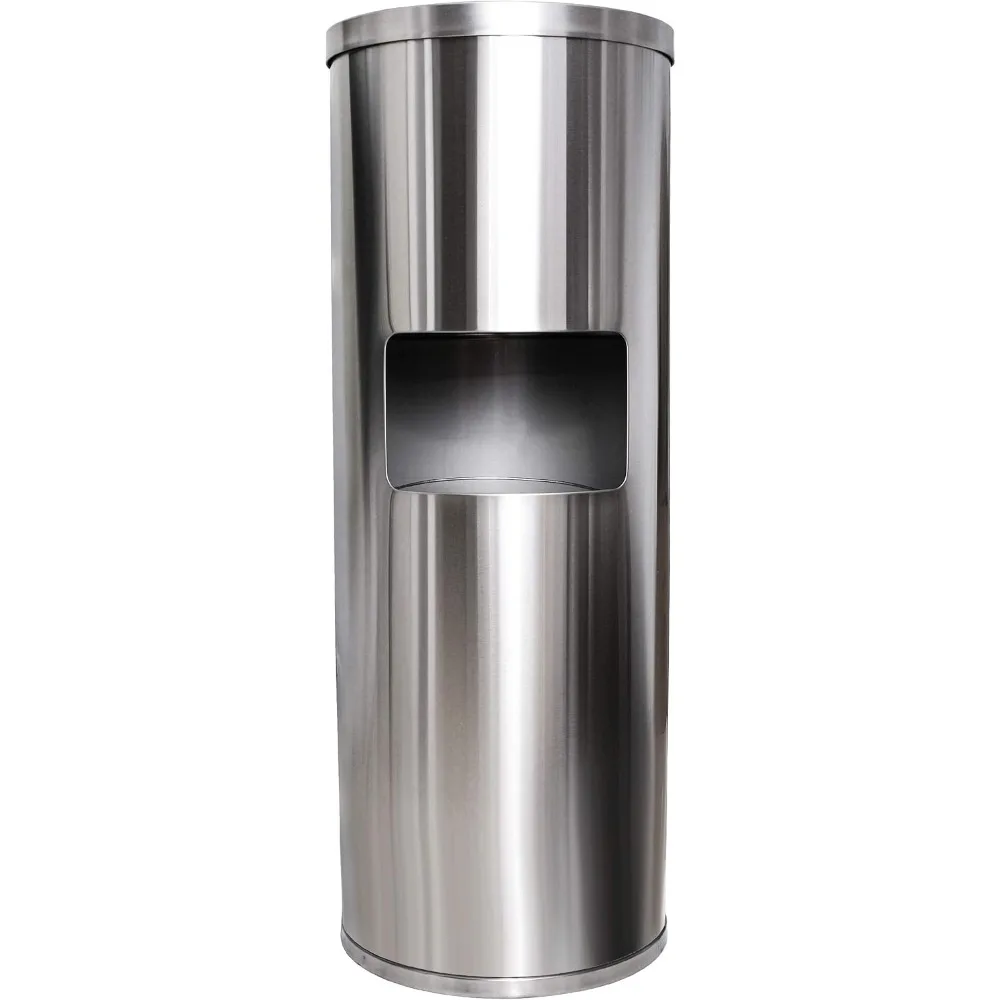 

Stainless Steel Floor Stand Wipe Dispenser with Built-in Trash Can: Fits Sanitizing and Disinfecting Wipe Refill Rolls - Perfect