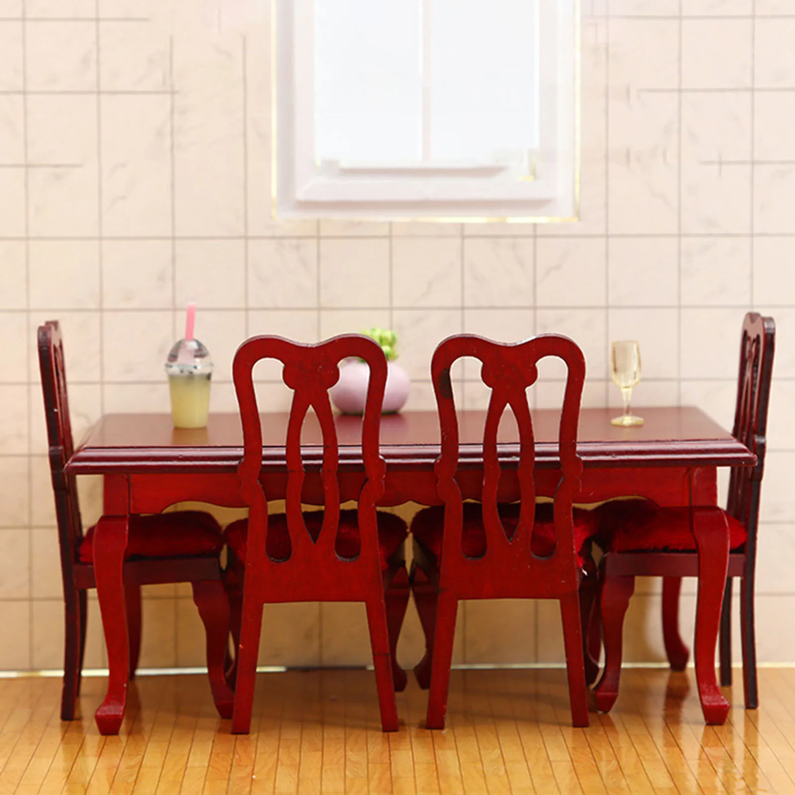 Mesa de casa de bonecas de madeira em miniatura 1:12 adereços decoração modelo acessórios ornamento mesa de jantar fofa e para meninas e meninos