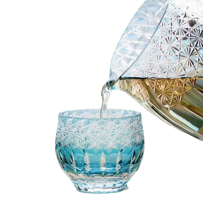 

Japanese-style Edo cutter hand-carved sake glass fair cup Japanese material Jiugongge tableware