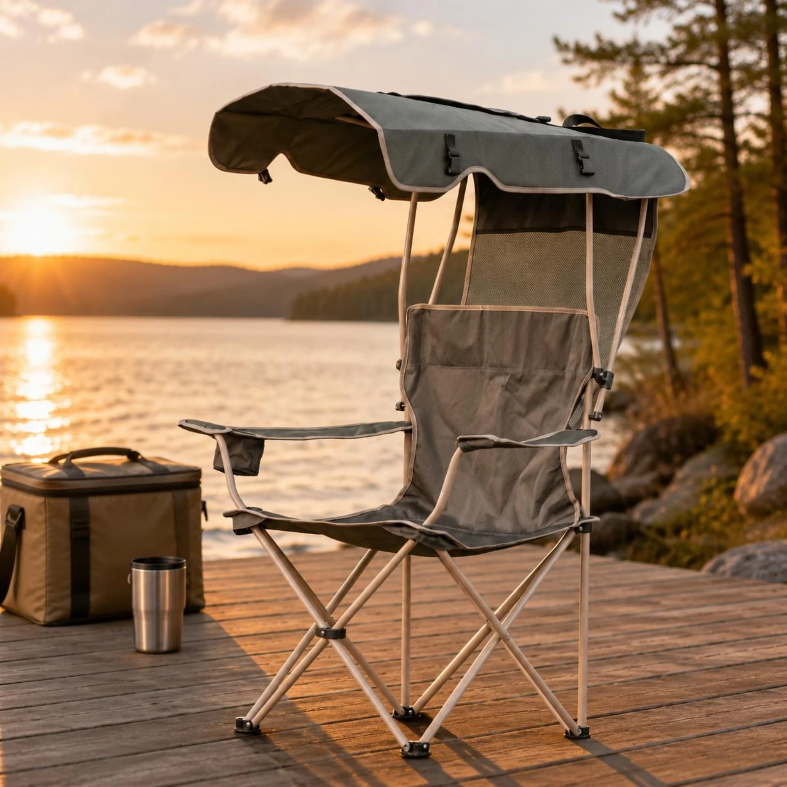 Folding Camp Chair with Canopy - Outdoor Camping Canopy 评论和价格