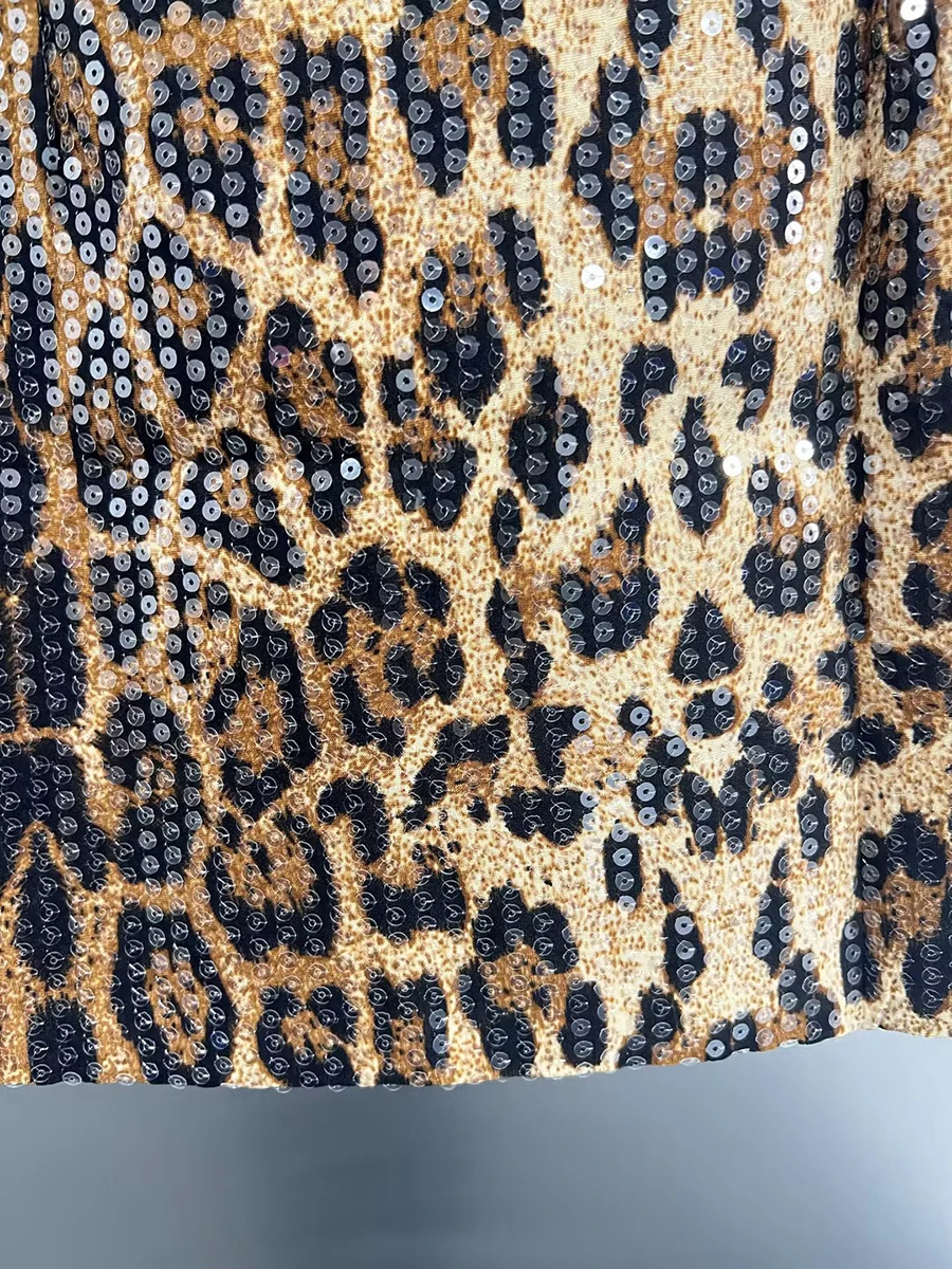 TWOTWINSTYLE, minifaldas sexis de leopardo para mujer, cintura alta, ceñido al cuerpo, falda adelgazante de lentejuelas, moda femenina, nuevo KSK 513187