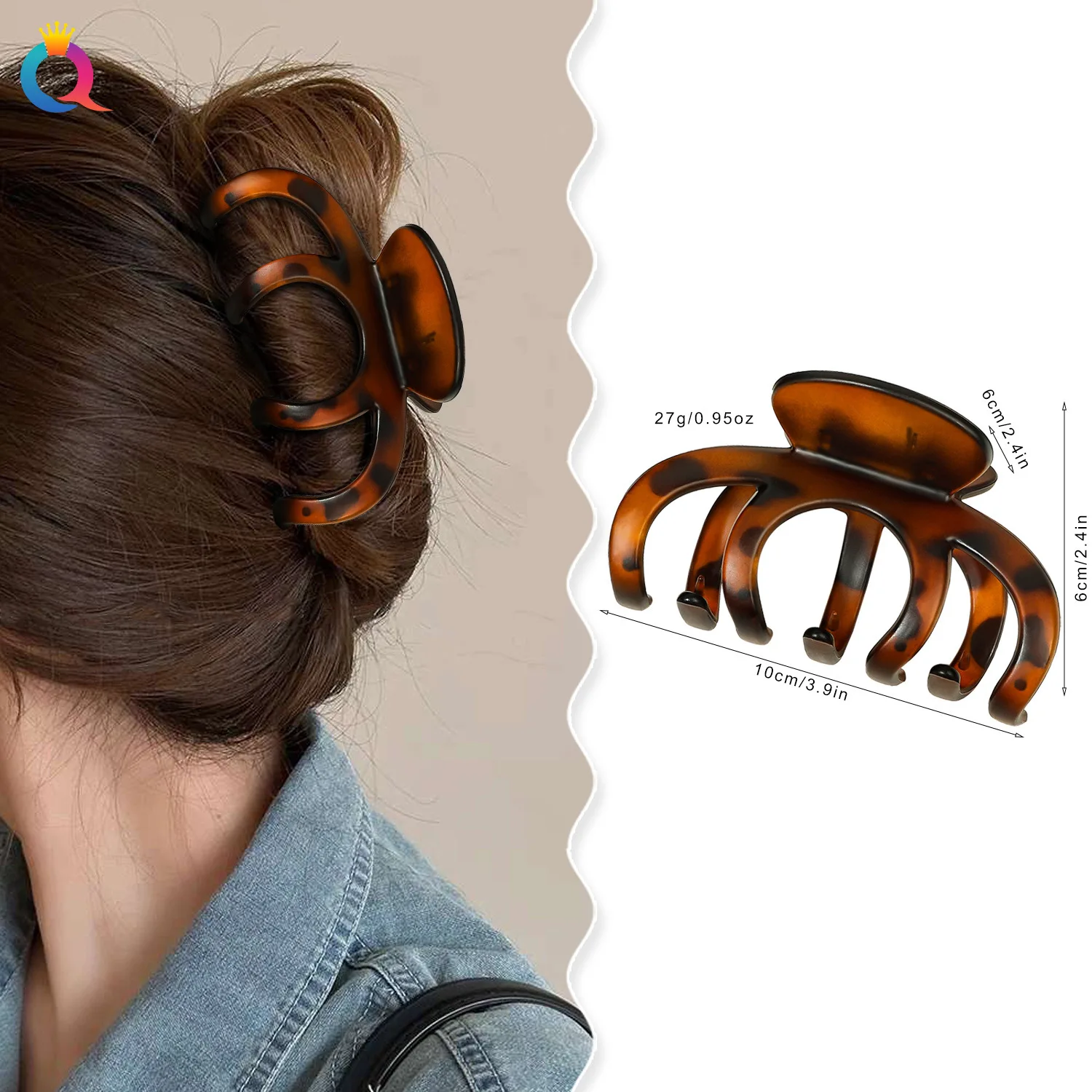 

High End Acrylic Shark Clip Hair Claw for Thick Hair Back of Head Ponytail Holder Fashion Strong Grip Wholesale