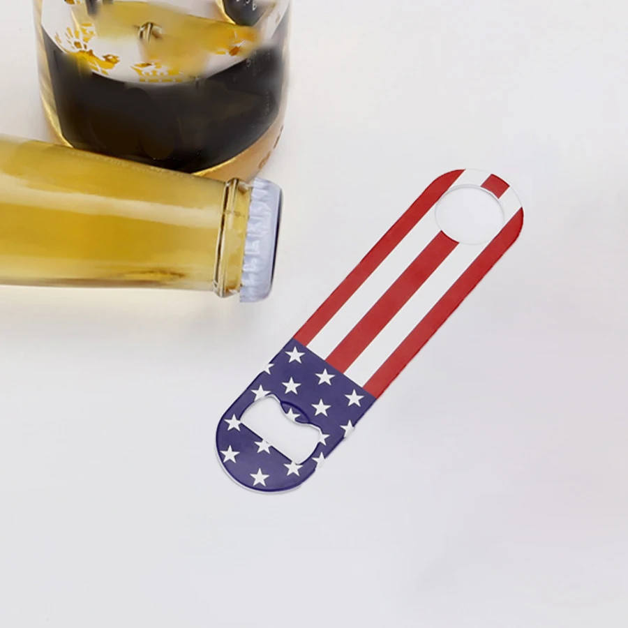 Apribottiglie, apribottiglie per birra in acciaio inossidabile con bandiera americana, forniture da bar, regali di nozze per ospiti, regali per feste, cucina e ristorante