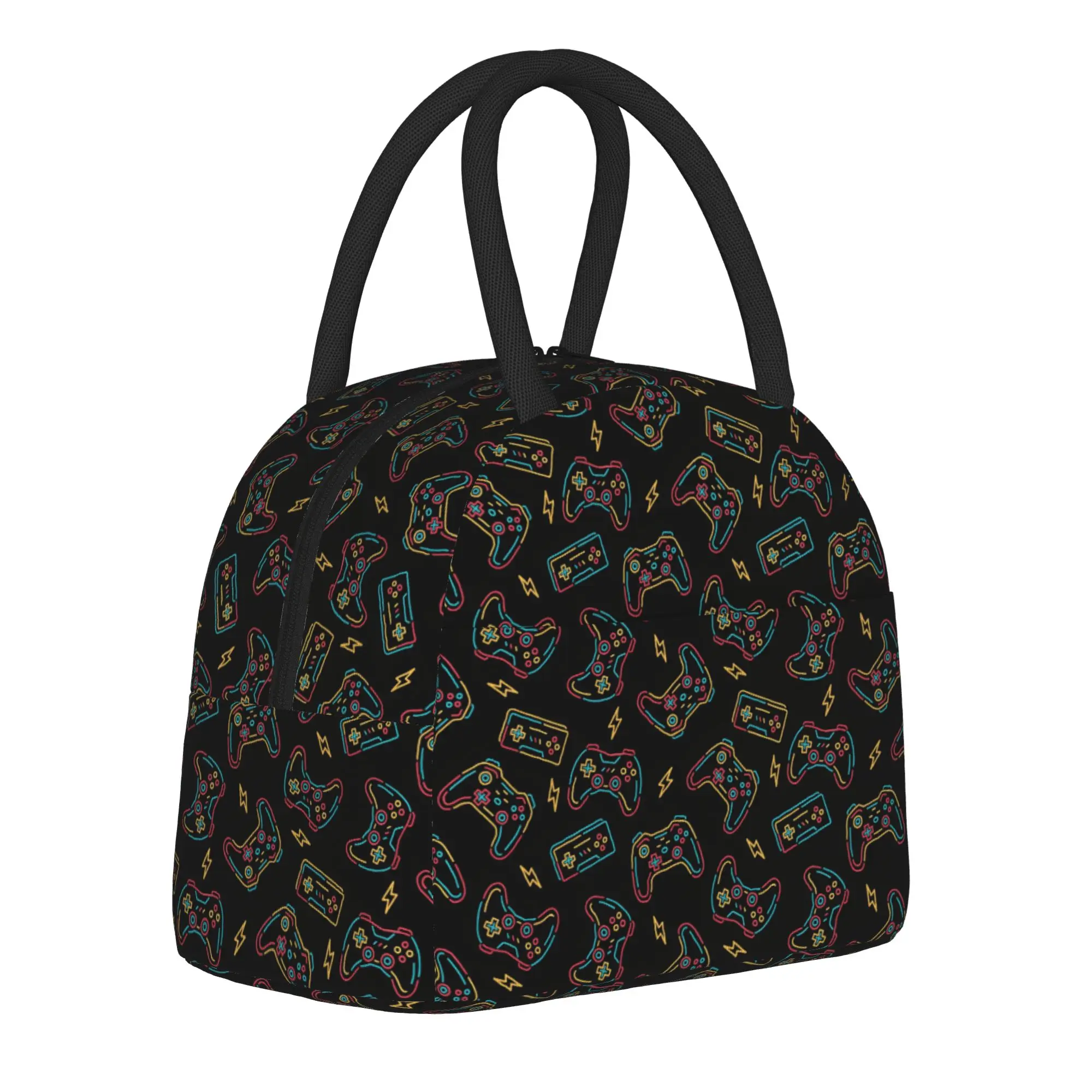 Video Game Gaming Controller Insulated Lunch Bags Large  Meal Container Thermal Bag Tote Lunch Box College  Food Handbags