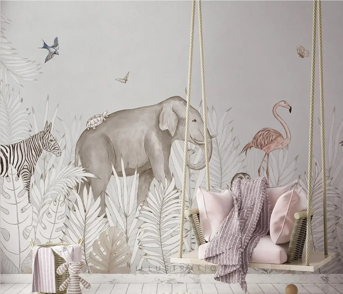 Custom papel de parede 3d elephant deer animal world wallpaper 3D Nordic murals living room background wall paper home appliance