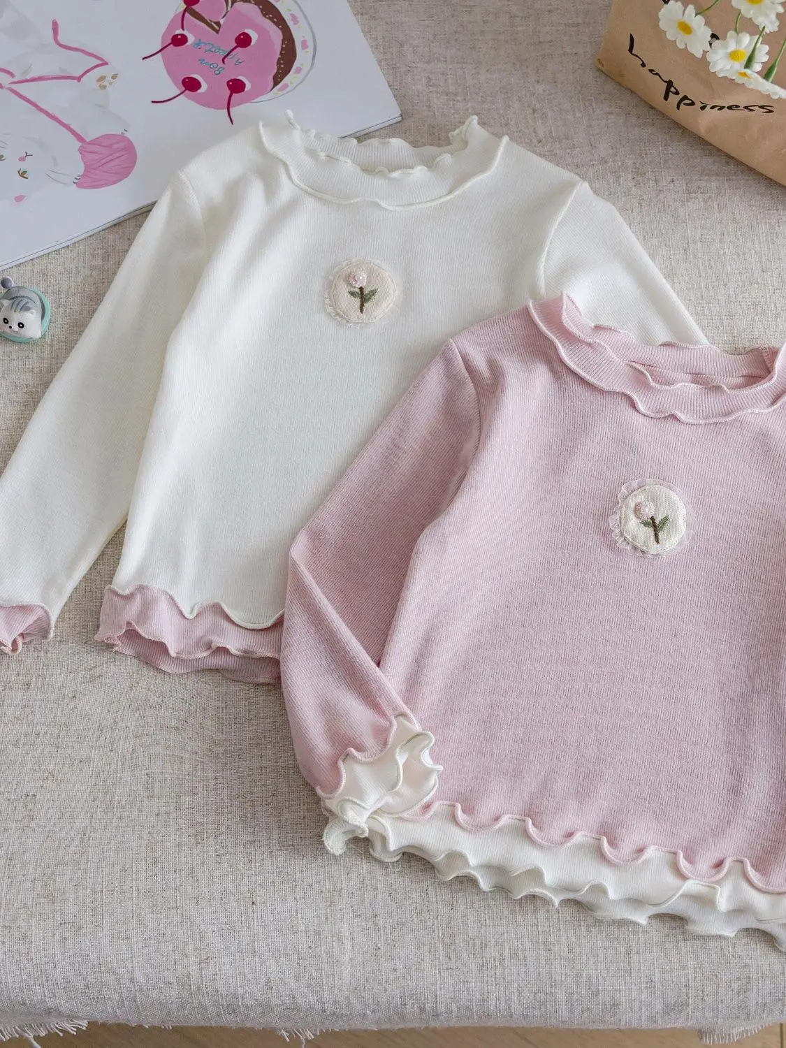 

Long Sve Cotton Csole irt Внутренняя одежда Верхняя одежда Универсальный топ из чистого хлопка с кружевной отделкой для маленьких девочек Long irt