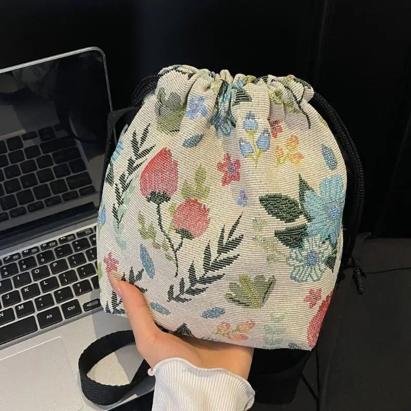 X5XA Borsa con stampa retrò alla Borsa in tela Scomparti spaziosi Maniglia ergonomica Borse da viaggio da lavoro Borse a