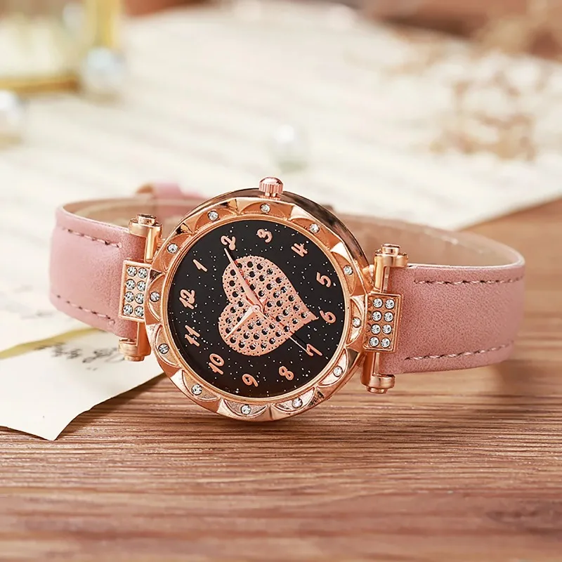 

Винтажные кварцевые часы в круглом корпусе в форме сердца, повседневные и модные, идеальные подарки для детей и студентов