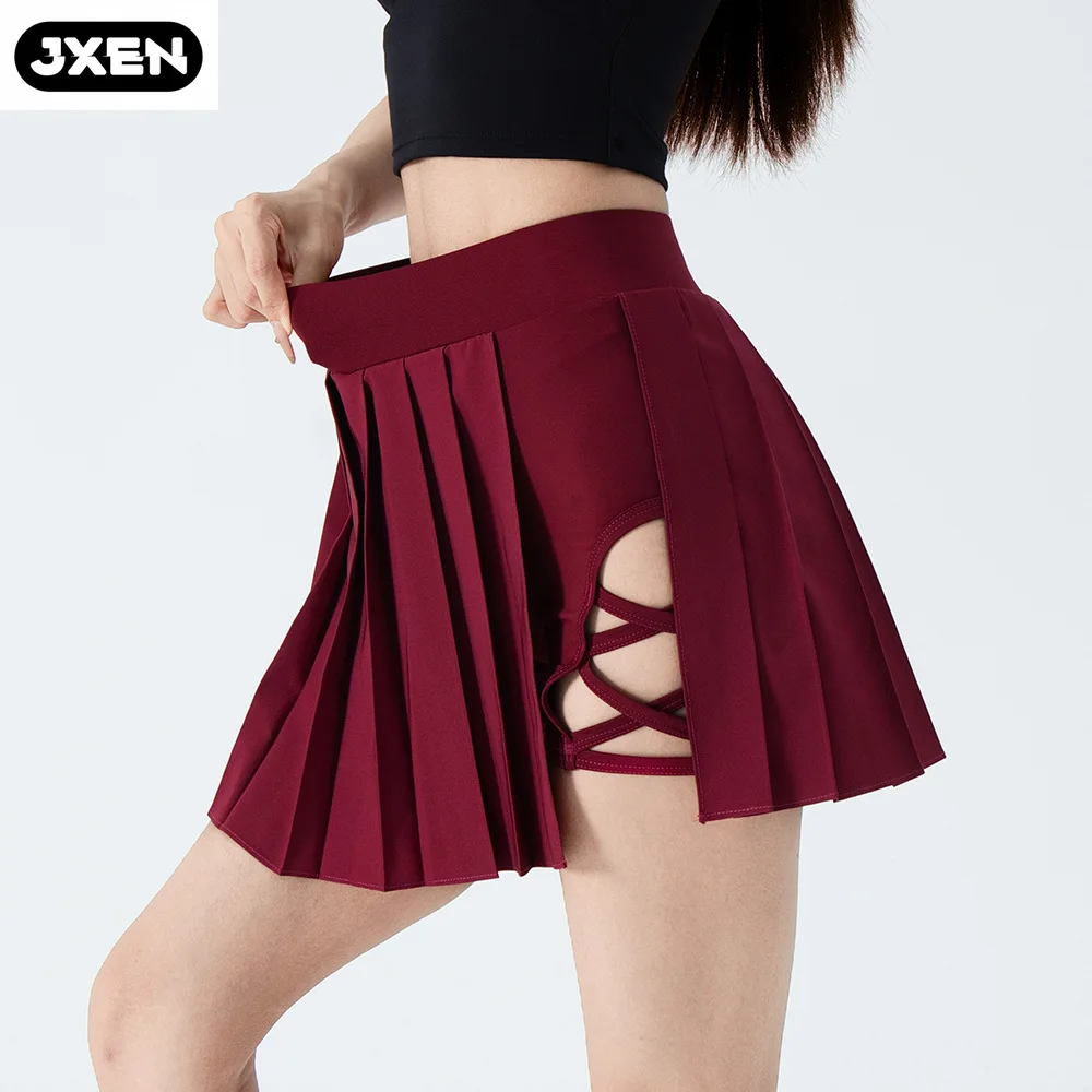 Tennis Skirt, Yoga Skirt for Women, Lycra Pleated Sports Skirt, Anti-light Badminton Integrated Fitness Running Golf Skirt